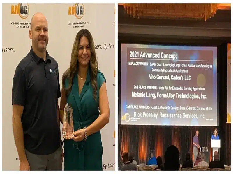 Melanie Lang of FormAlloy receives second place in the 2021 AMUG Advanced Concept competition for Metal AM for Embedded Sensing Applications.